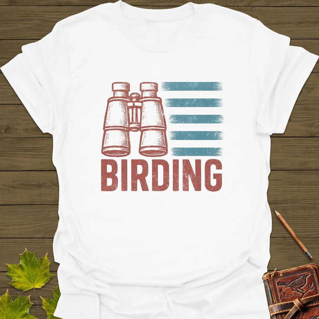 USA Flag Birder T-Shirt White