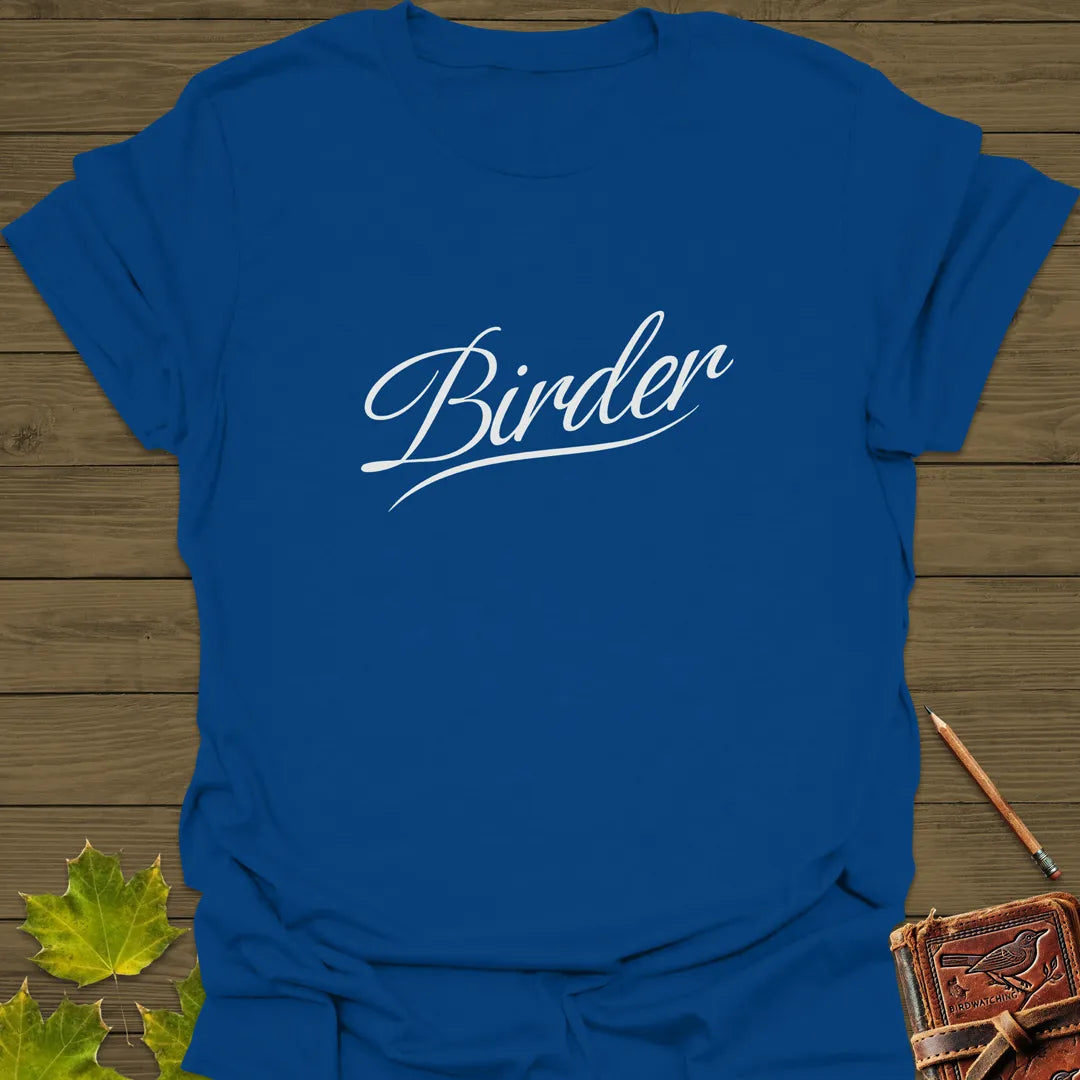 Elegant Birder Script T-Shirt Royal