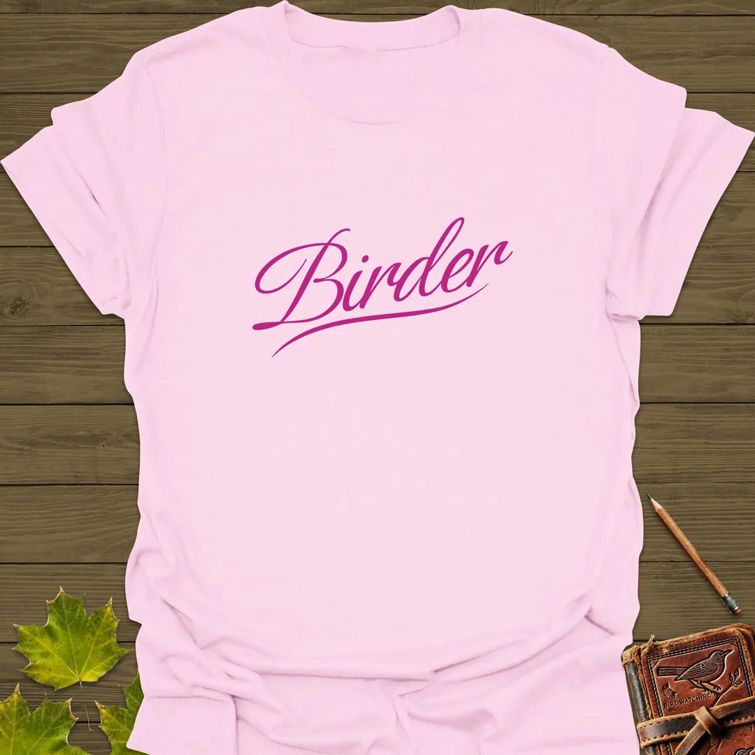 Elegant Birder Script T-Shirt Light Pink