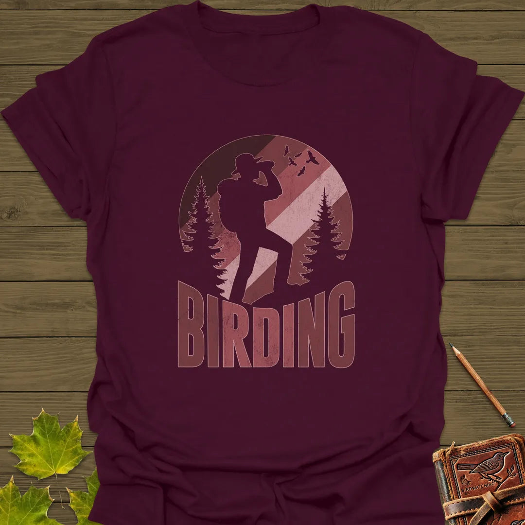 Birding Silhouette T-Shirt Maroon