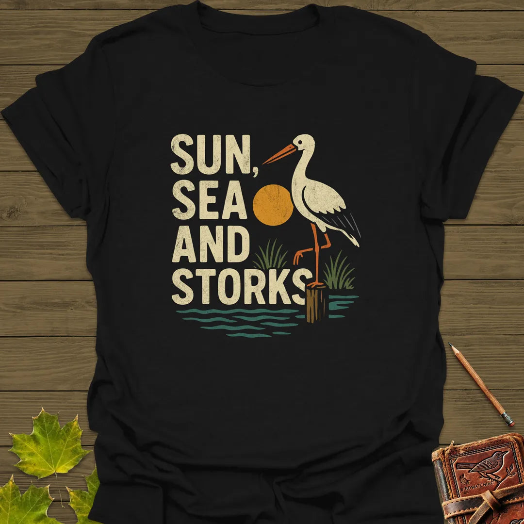 Sun, Sea and Storks T-Shirt Black