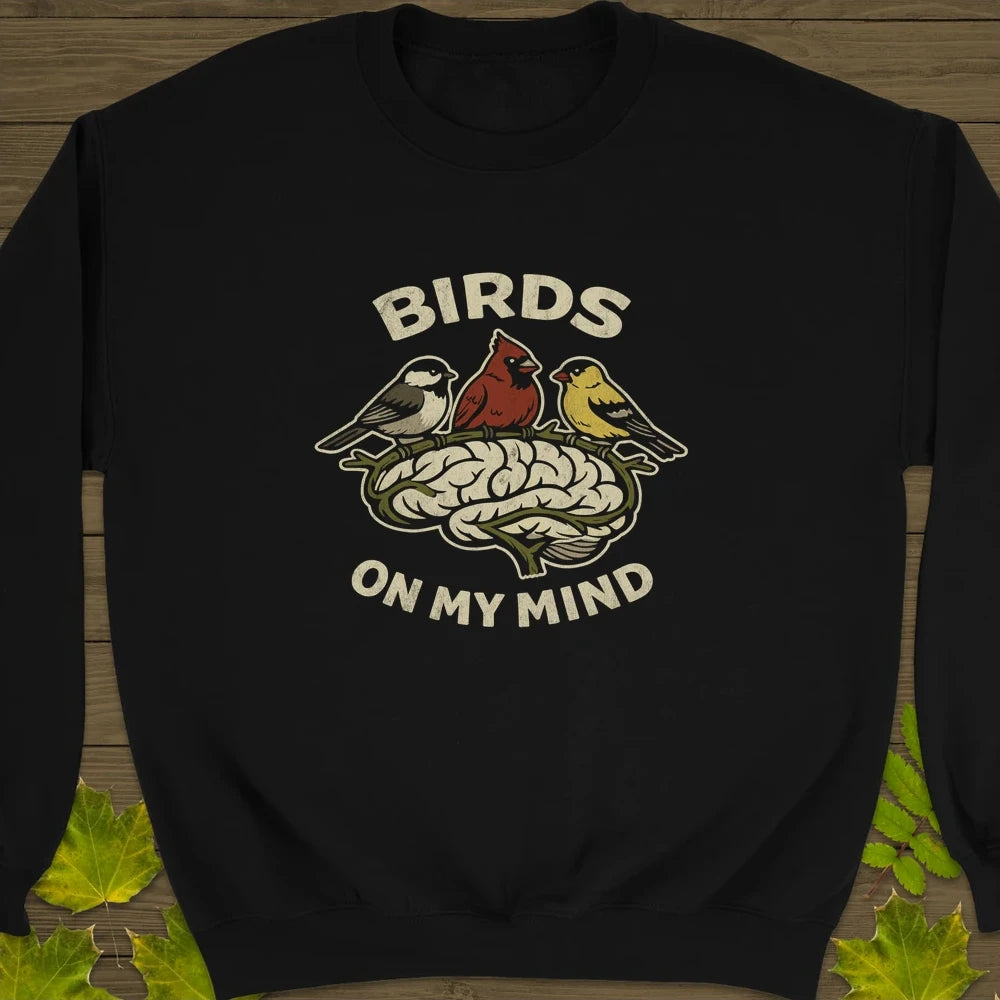 Birds On My Mind Crewneck Sweatshirt Black