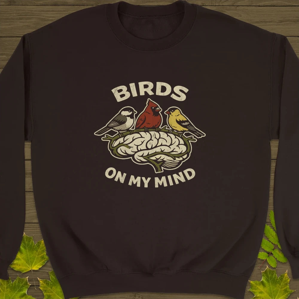 Birds On My Mind Crewneck Sweatshirt Dark Chocolate