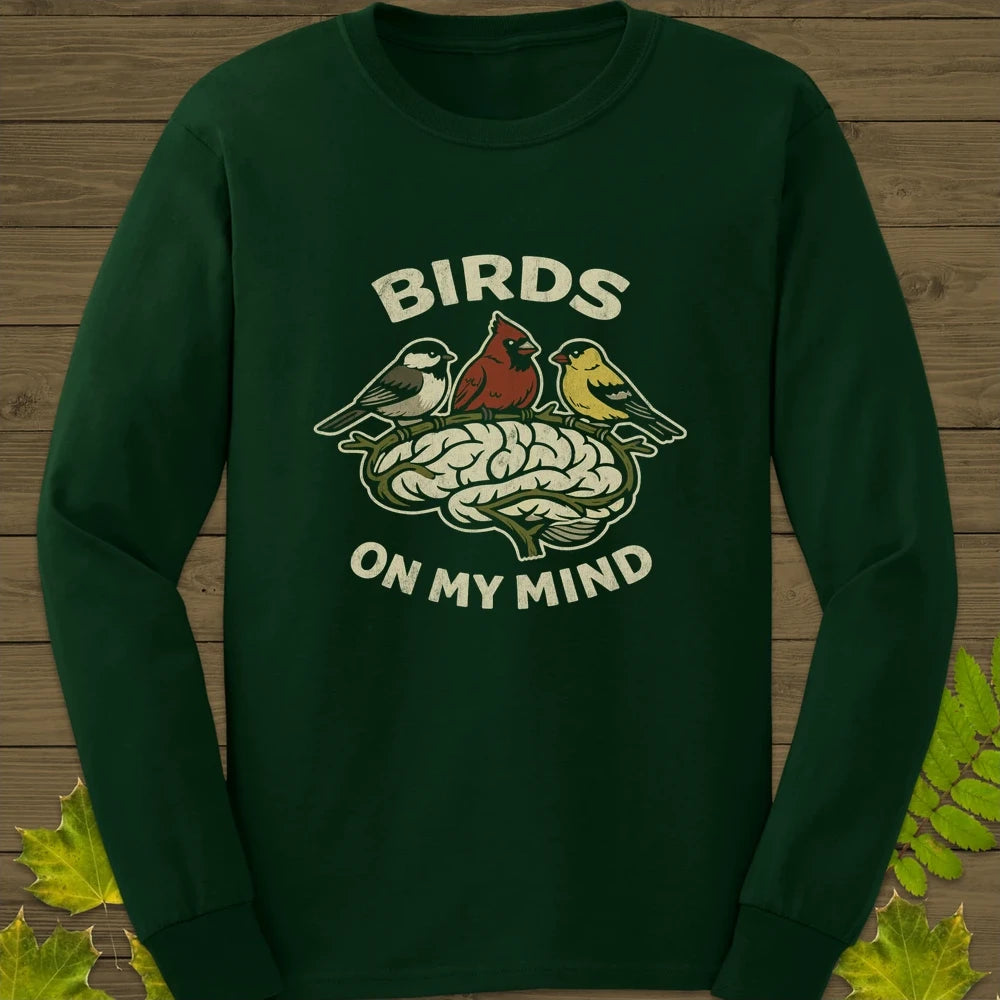 Birds On My Mind Long Sleeve Forest Green