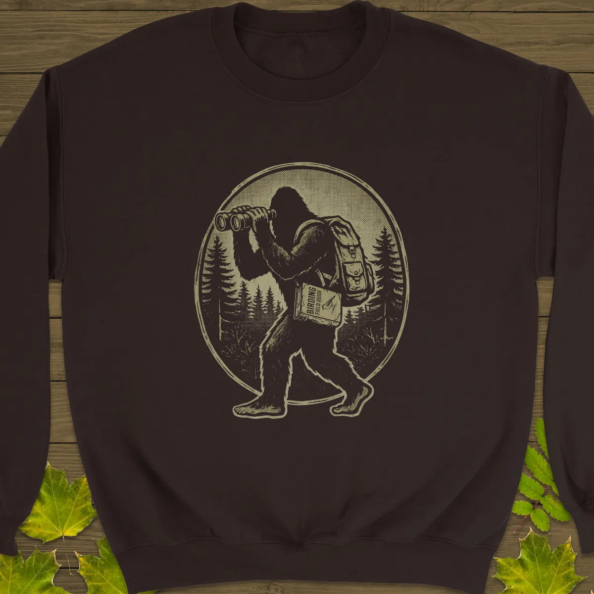 Bigfoot Birding Club Crewneck Sweatshirt Dark Chocolate