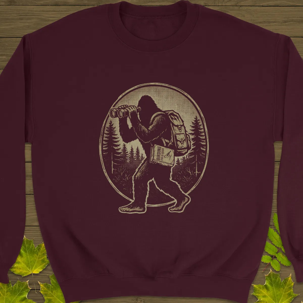 Bigfoot Birding Club Crewneck Sweatshirt Maroon