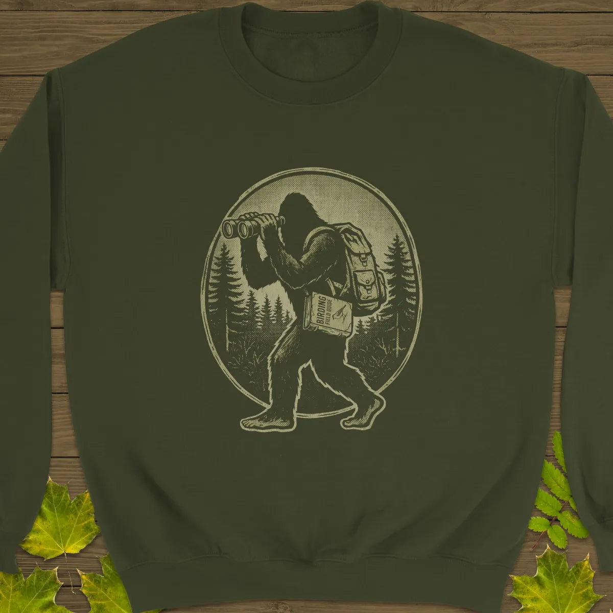 Bigfoot Birding Club Crewneck Sweatshirt Military Green