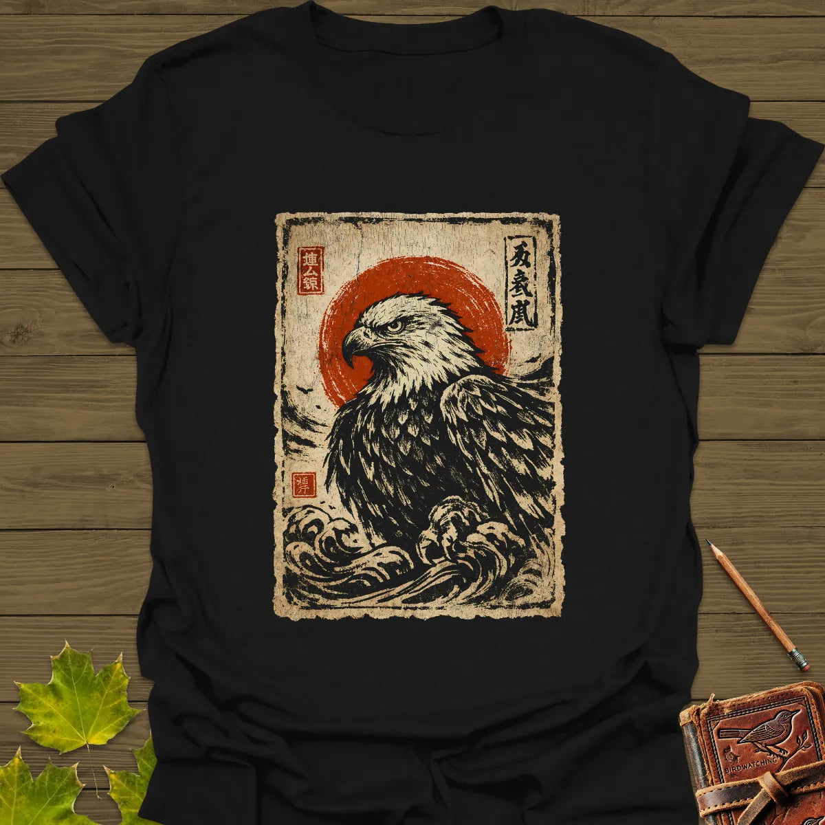 Eagle Japanese Art T-Shirt Black