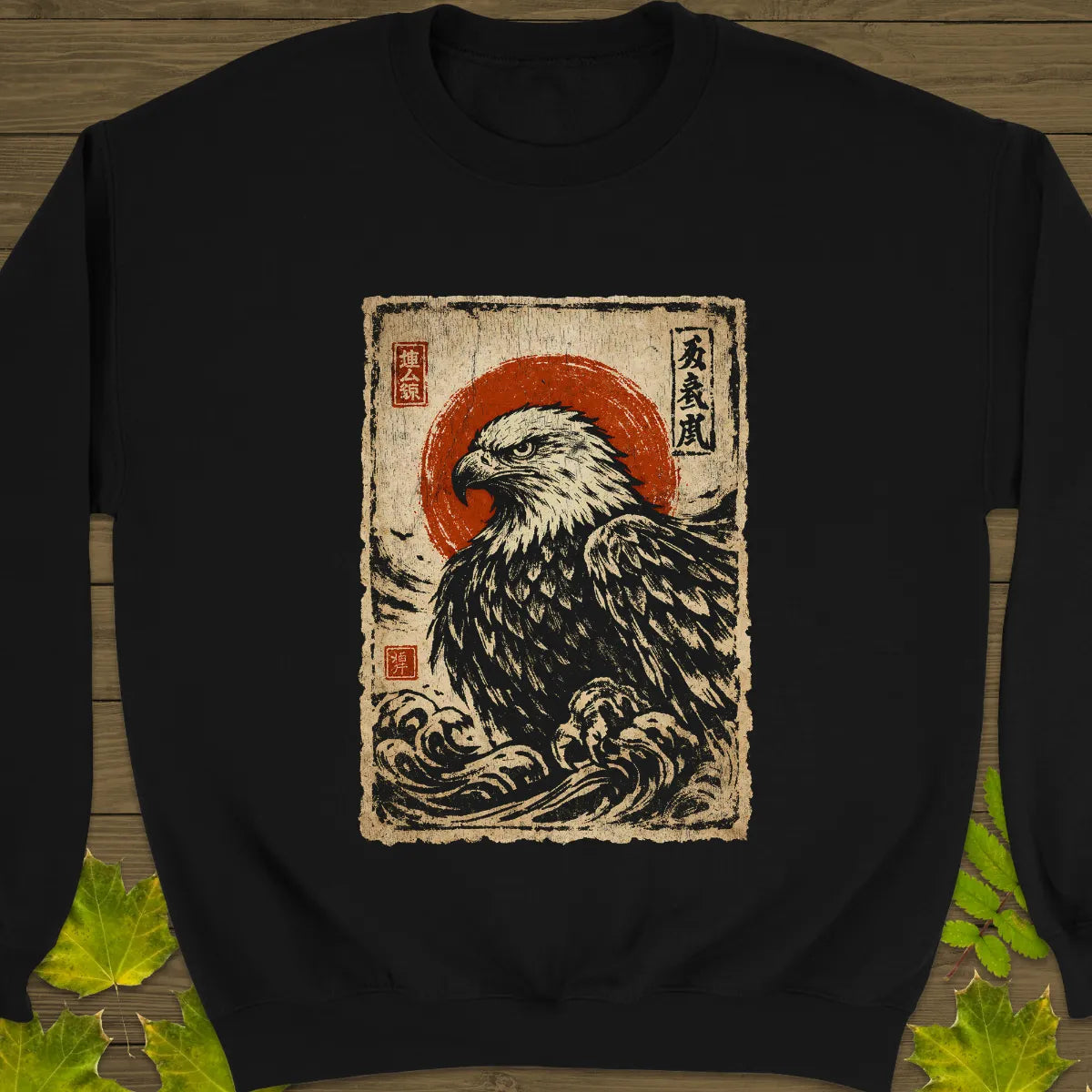 Eagle Japanese Art Sweatshirt Black