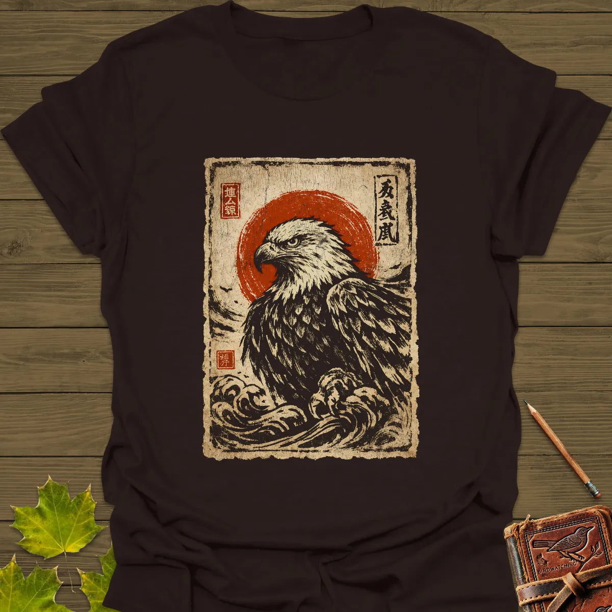 Eagle Japanese Art T-Shirt Dark Chocolate
