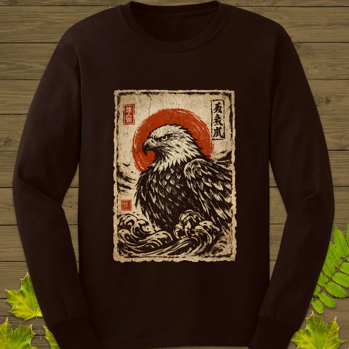 Eagle Japanese Art Long Sleeve Dark Chocolate
