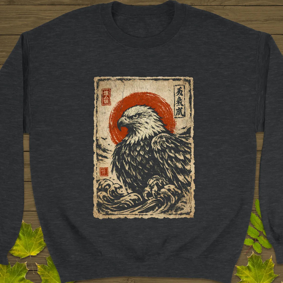 Eagle Japanese Art Sweatshirt Dark Heather