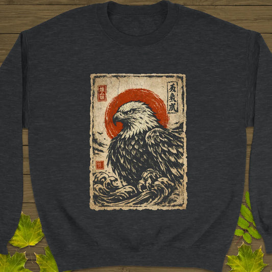 Eagle Japanese Art Sweatshirt Dark Heather
