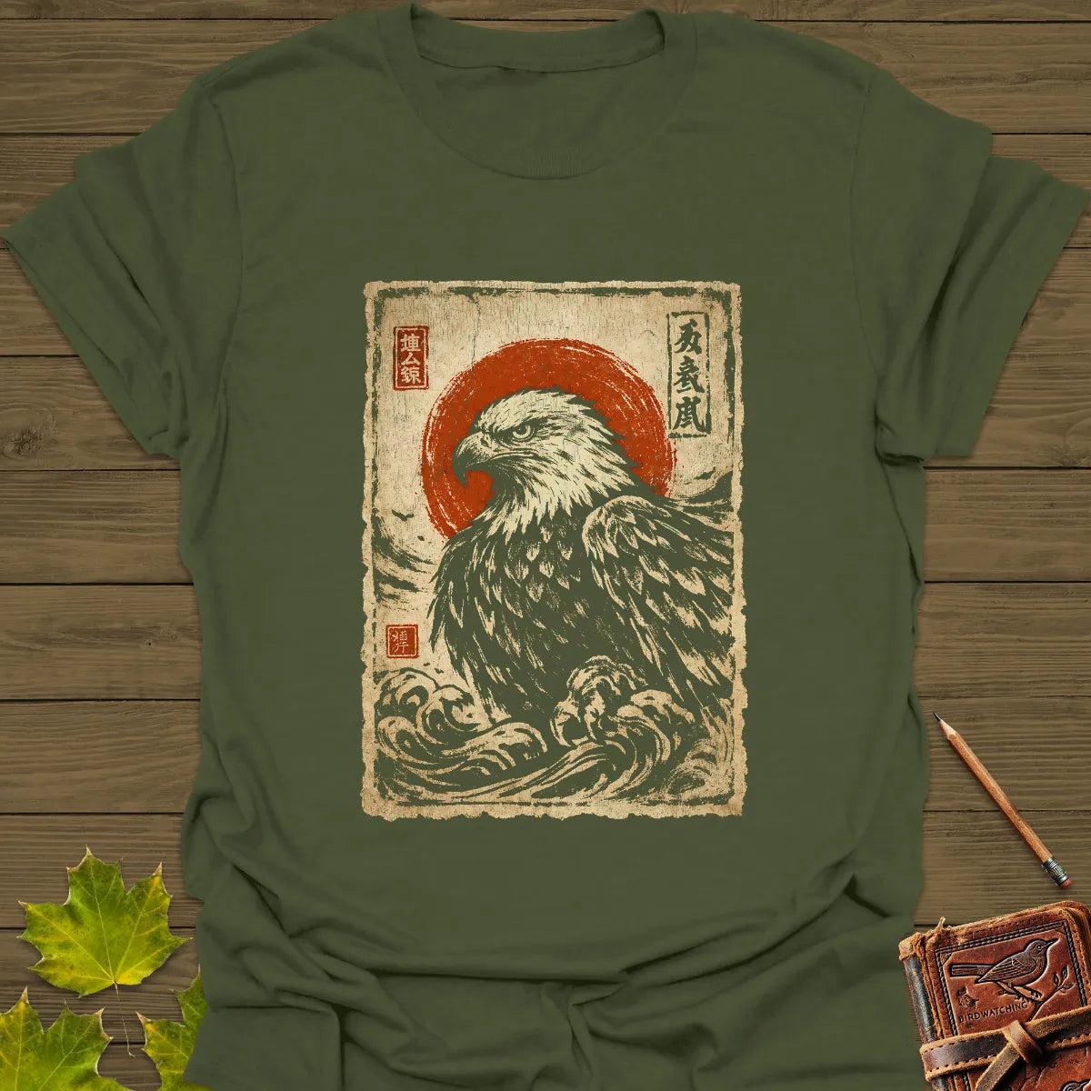 Eagle Japanese Art T-Shirt Military Green