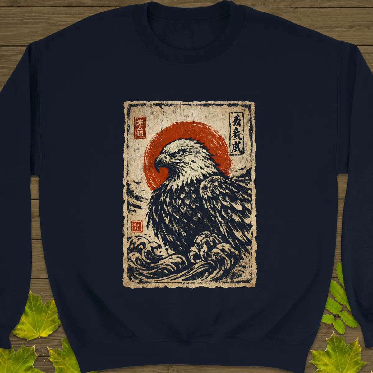 Eagle Japanese Art Sweatshirt Navy