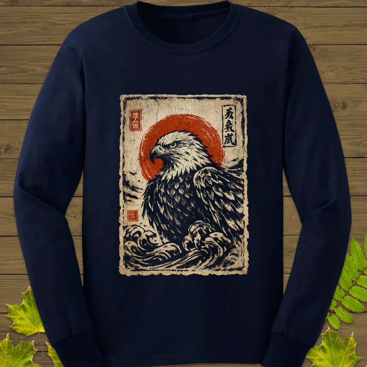 Eagle Japanese Art Long Sleeve Navy