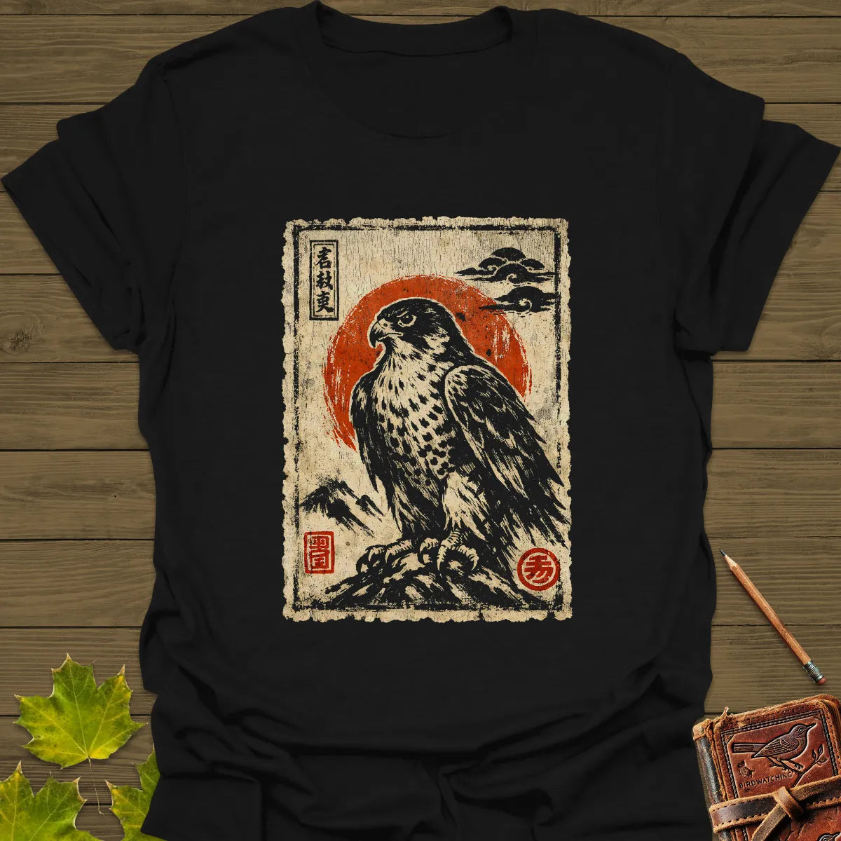 Falcon Japanese Art T-Shirt Black
