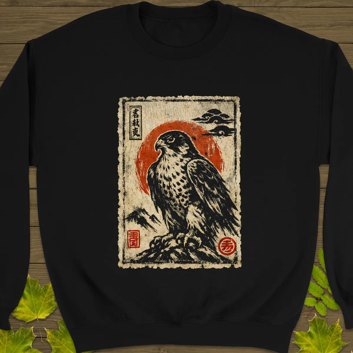 Falcon Japanese Art Sweatshirt Black