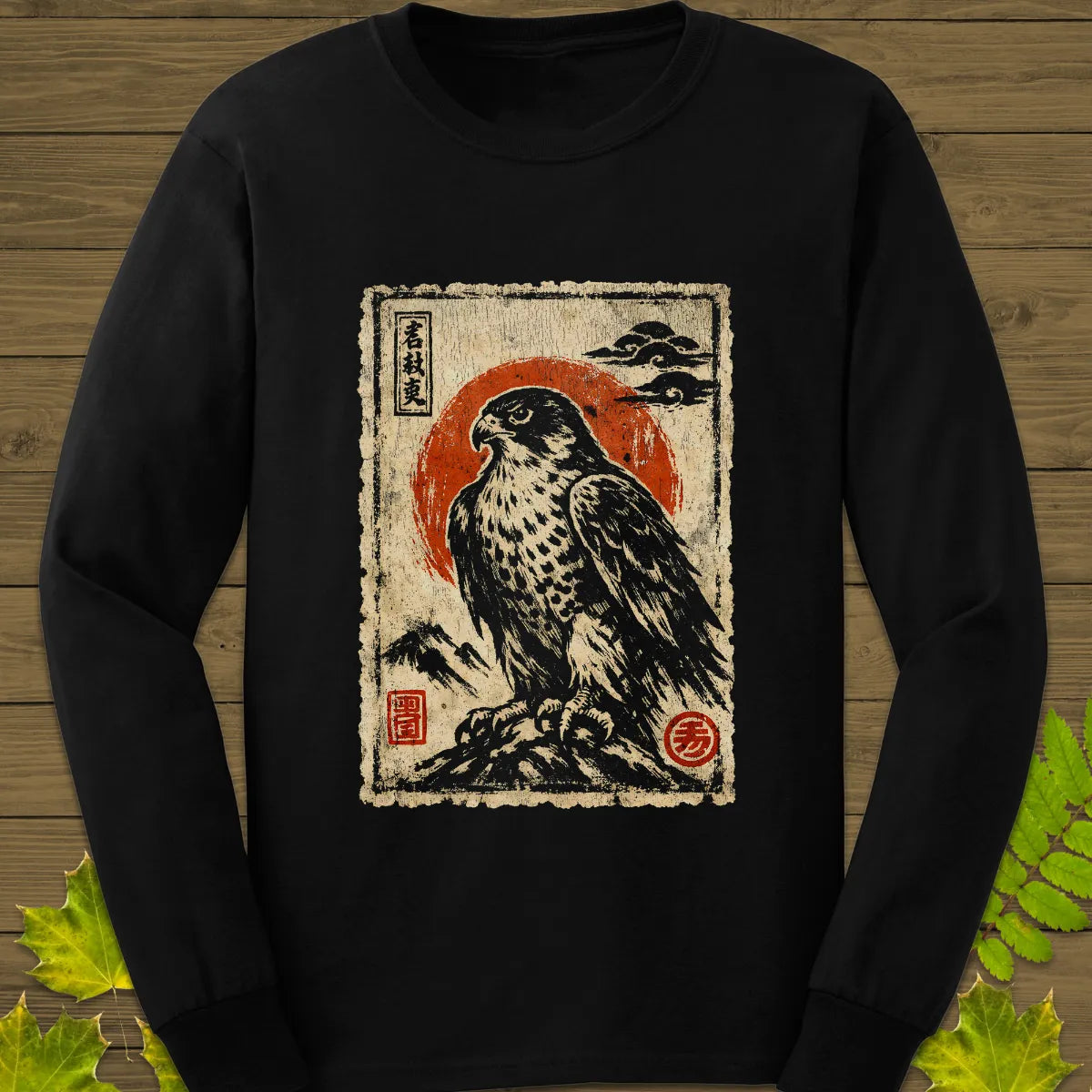 Falcon Japanese Art Long Sleeve Black