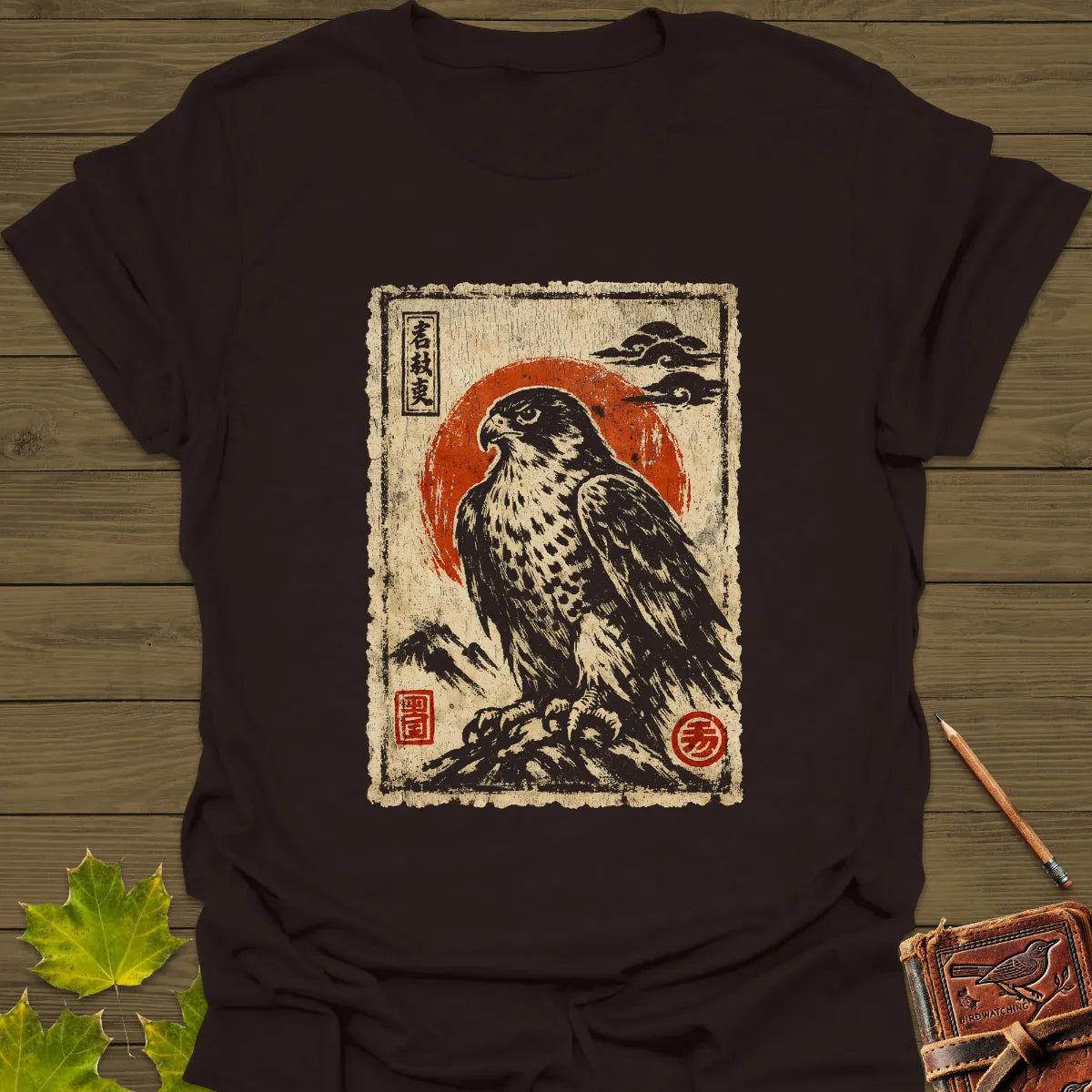Falcon Japanese Art T-Shirt Dark Chocolate
