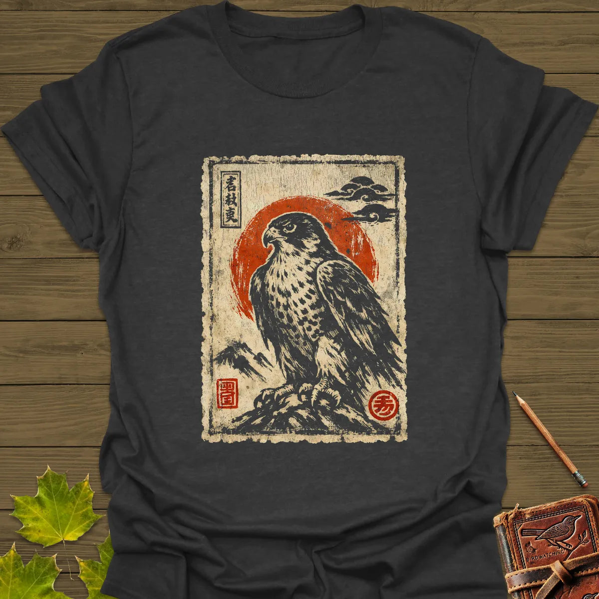 Falcon Japanese Art T-Shirt Dark Heather