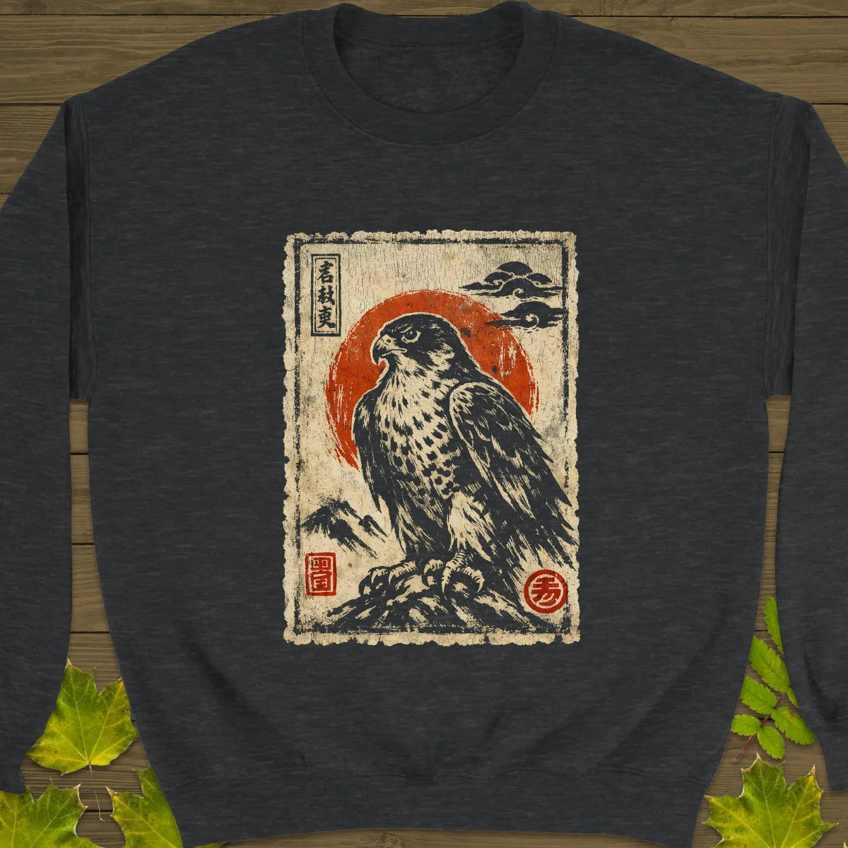 Falcon Japanese Art Sweatshirt Dark Heather