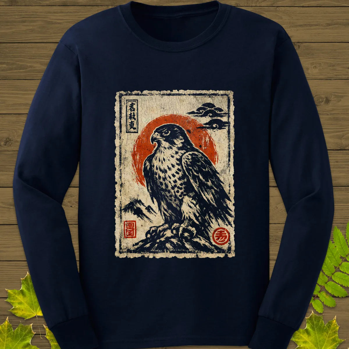 Falcon Japanese Art Long Sleeve Navy