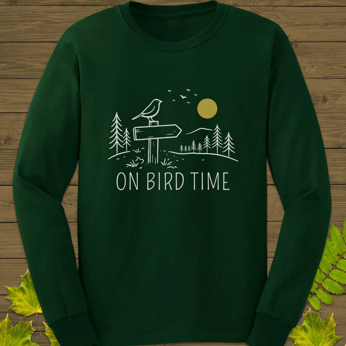 On Bird Time Long Sleeve Forest Green