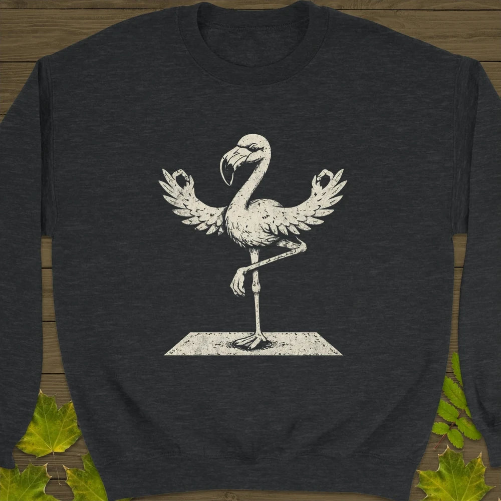 Flamingo Yoga Sweatshirt Dark Heather