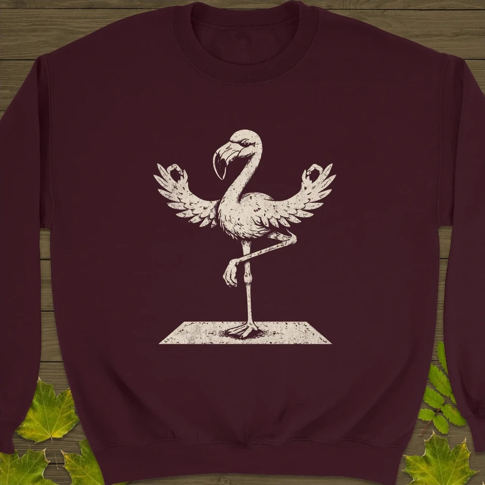 Flamingo Yoga Sweatshirt Maroon