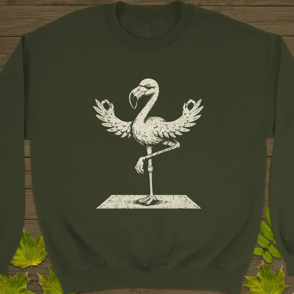 Flamingo Yoga Sweatshirt Military Green