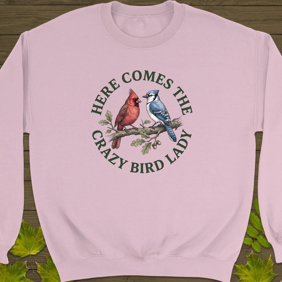 Crazy Bird Lady Sweatshirt Light Pink