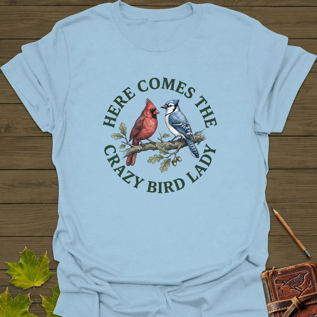 Crazy Bird Lady T-Shirt Light Blue
