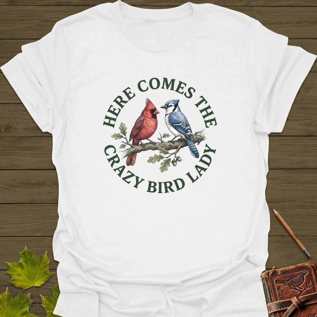 Crazy Bird Lady T-Shirt White