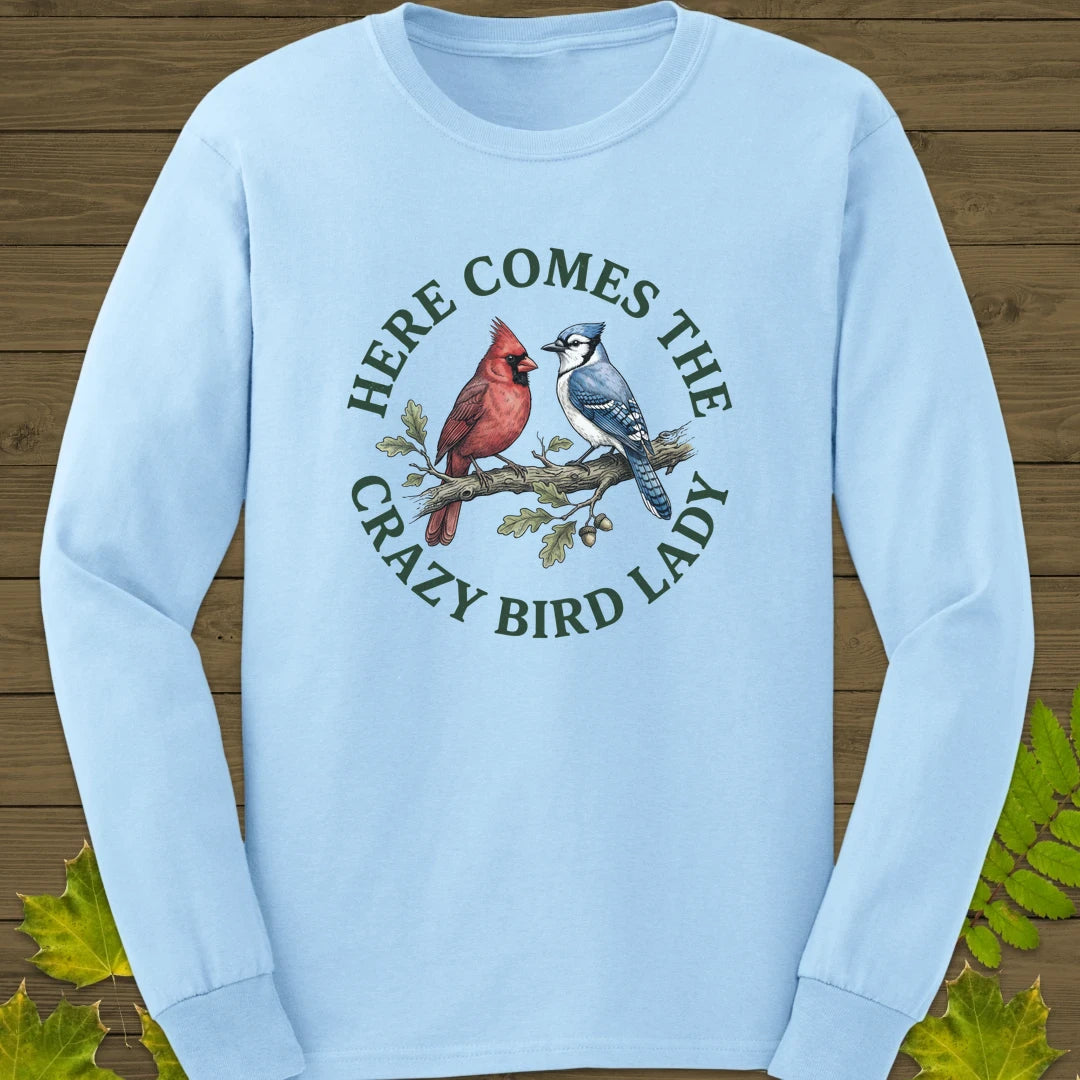 Crazy Bird Lady Long Sleeve Light Blue