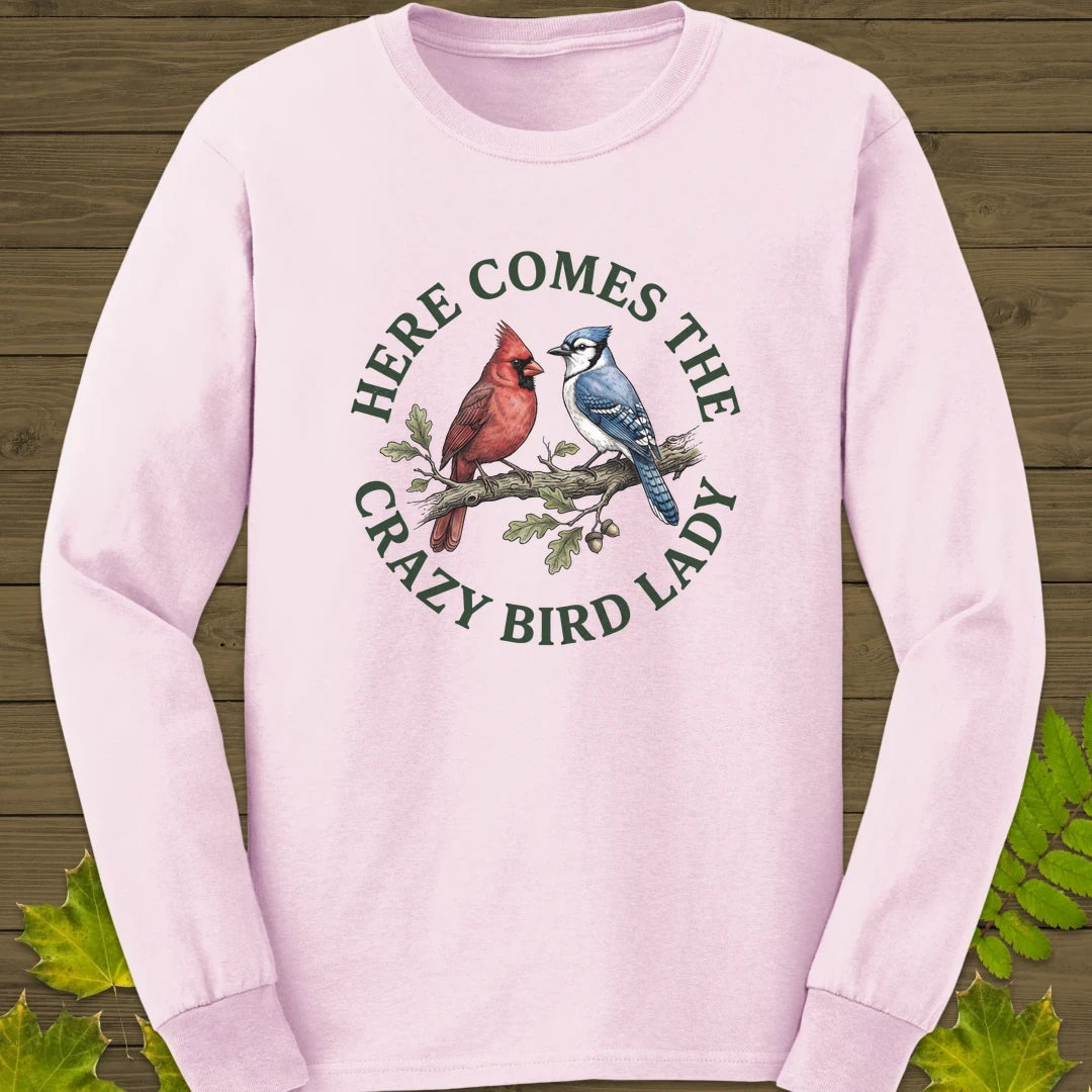 Crazy Bird Lady Long Sleeve Light Pink