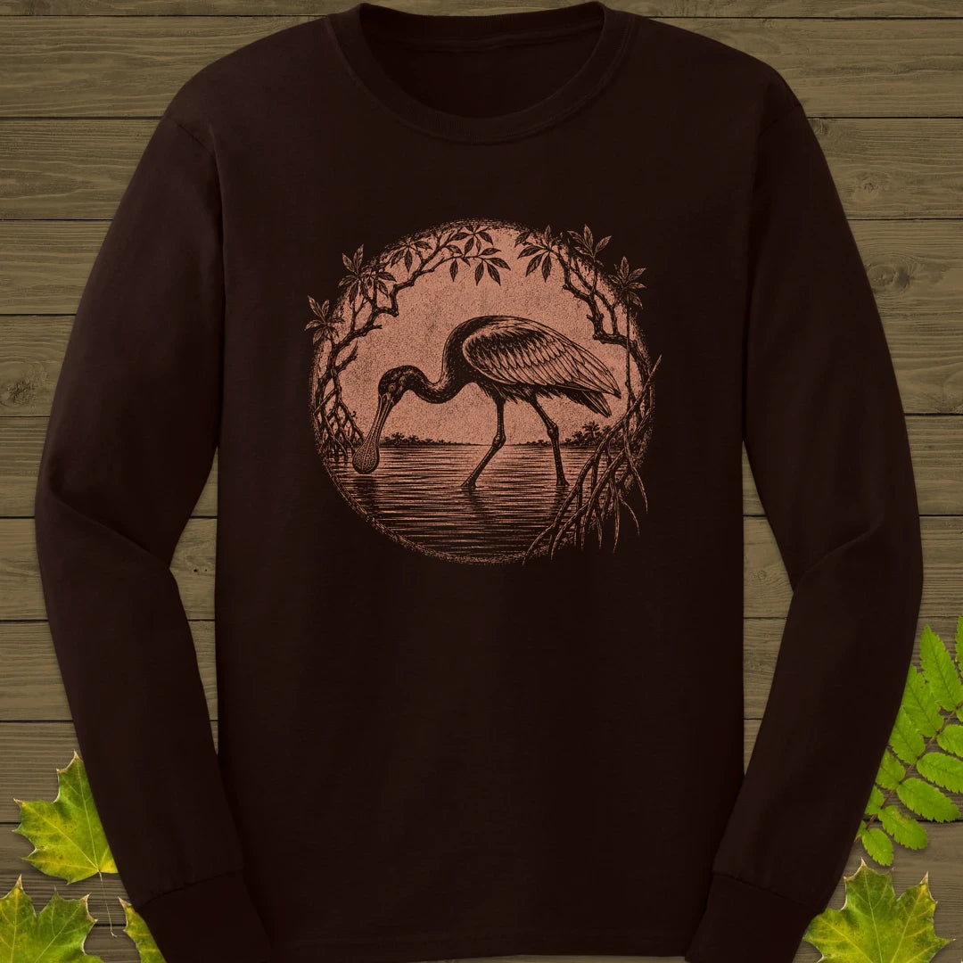 Mangrove Spoonbill Long Sleeve Dark Chocolate
