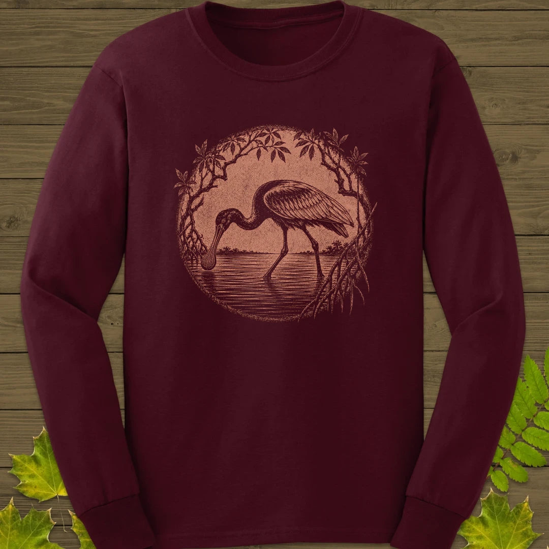 Mangrove Spoonbill Long Sleeve Maroon
