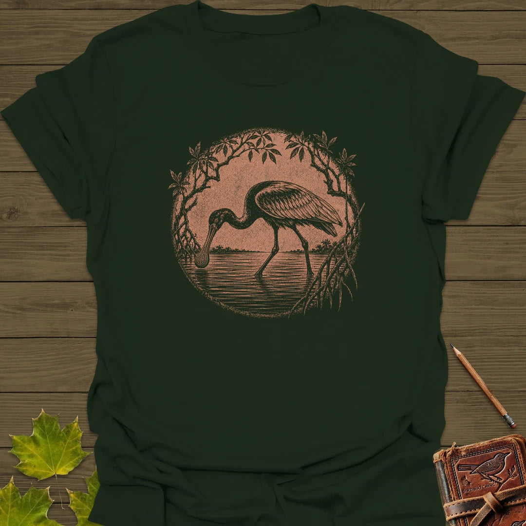 Mangrove Spoonbill T-Shirt in Forest Green