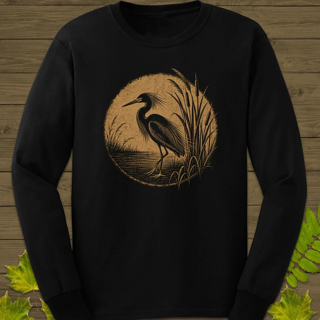 Marsh Egret Long Sleeve Black