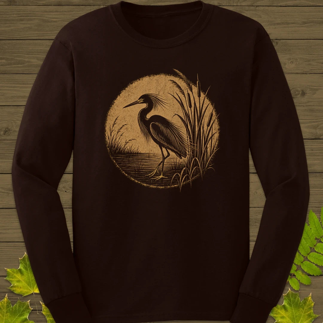Marsh Egret Long Sleeve Dark Chocolate