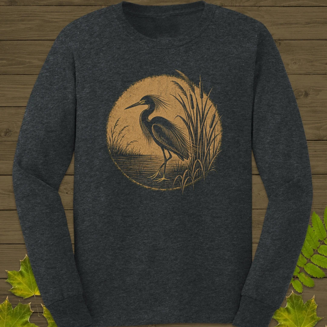 Marsh Egret Long Sleeve Dark Heather