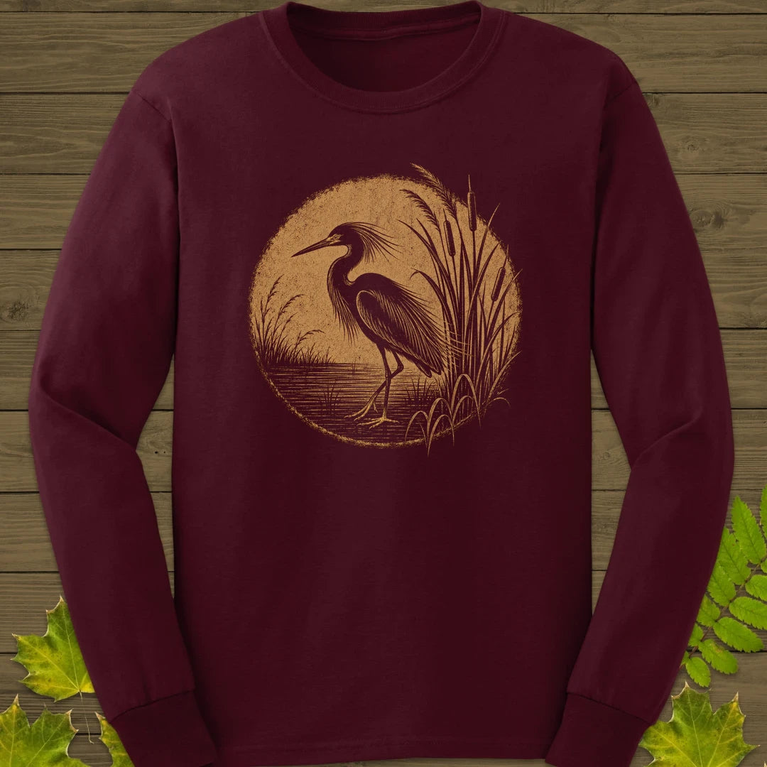 Marsh Egret Long Sleeve Maroon