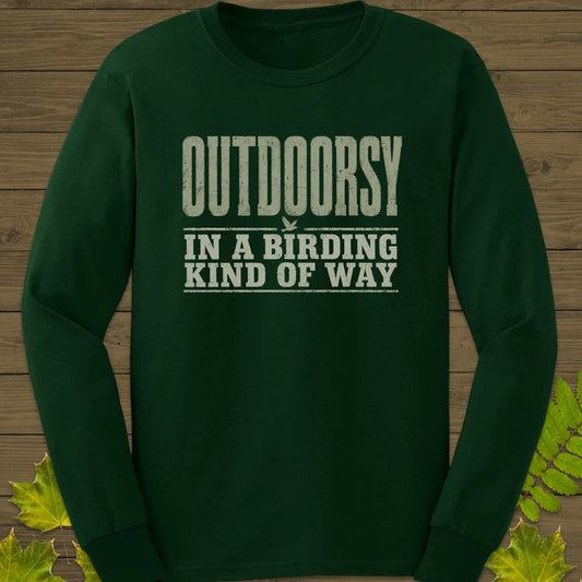 Outdoorsy Birding Long Sleeve Forest Green