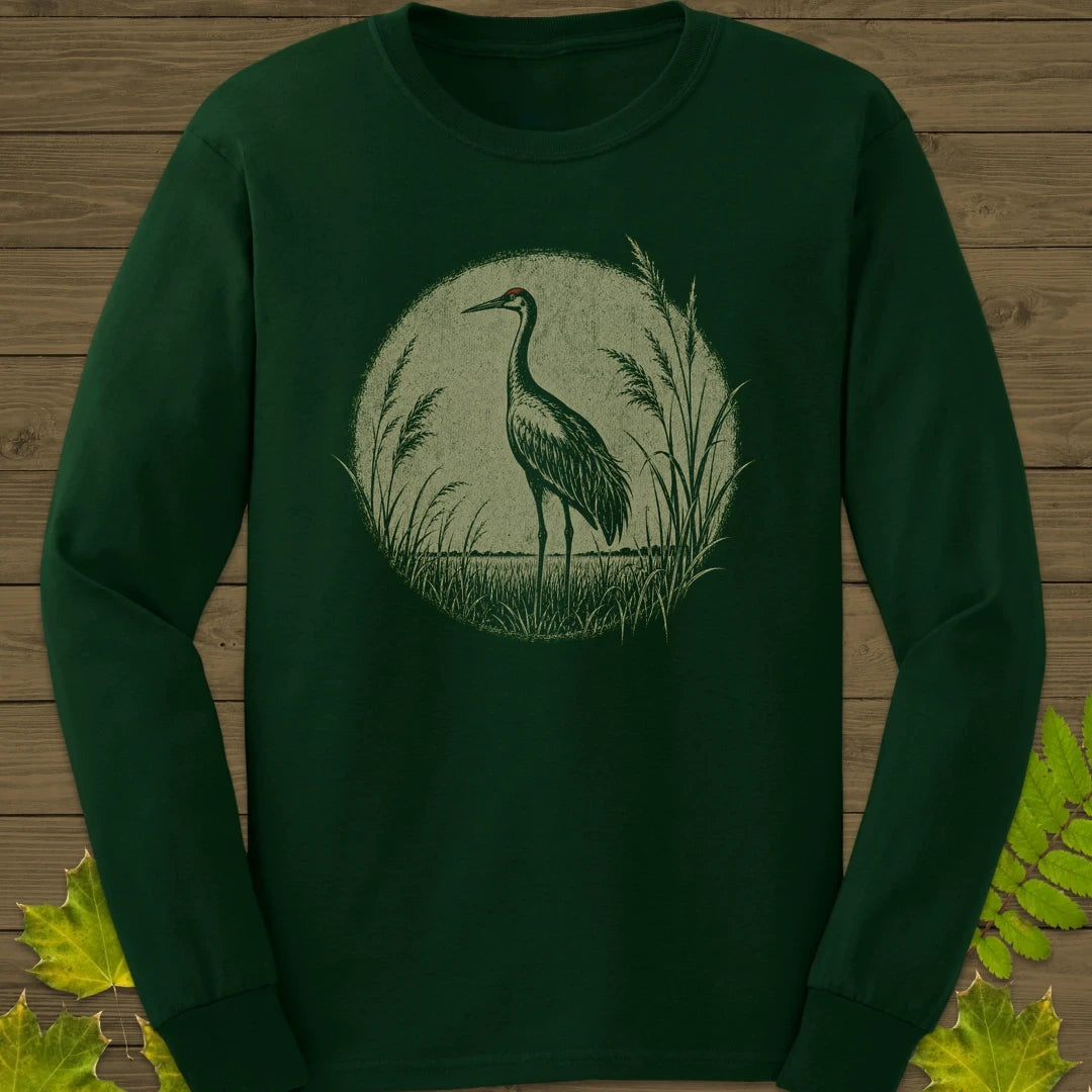 Prairie Crane Long Sleeve Forest Green