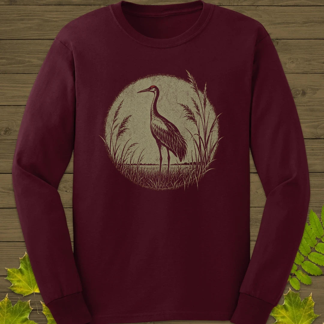 Prairie Crane Long Sleeve Maroon