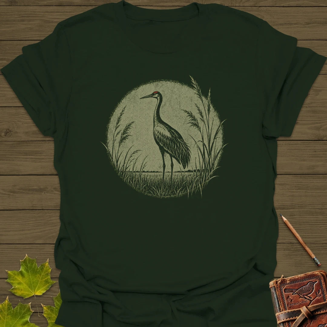 Prairie Crane T-Shirt in Forest Green