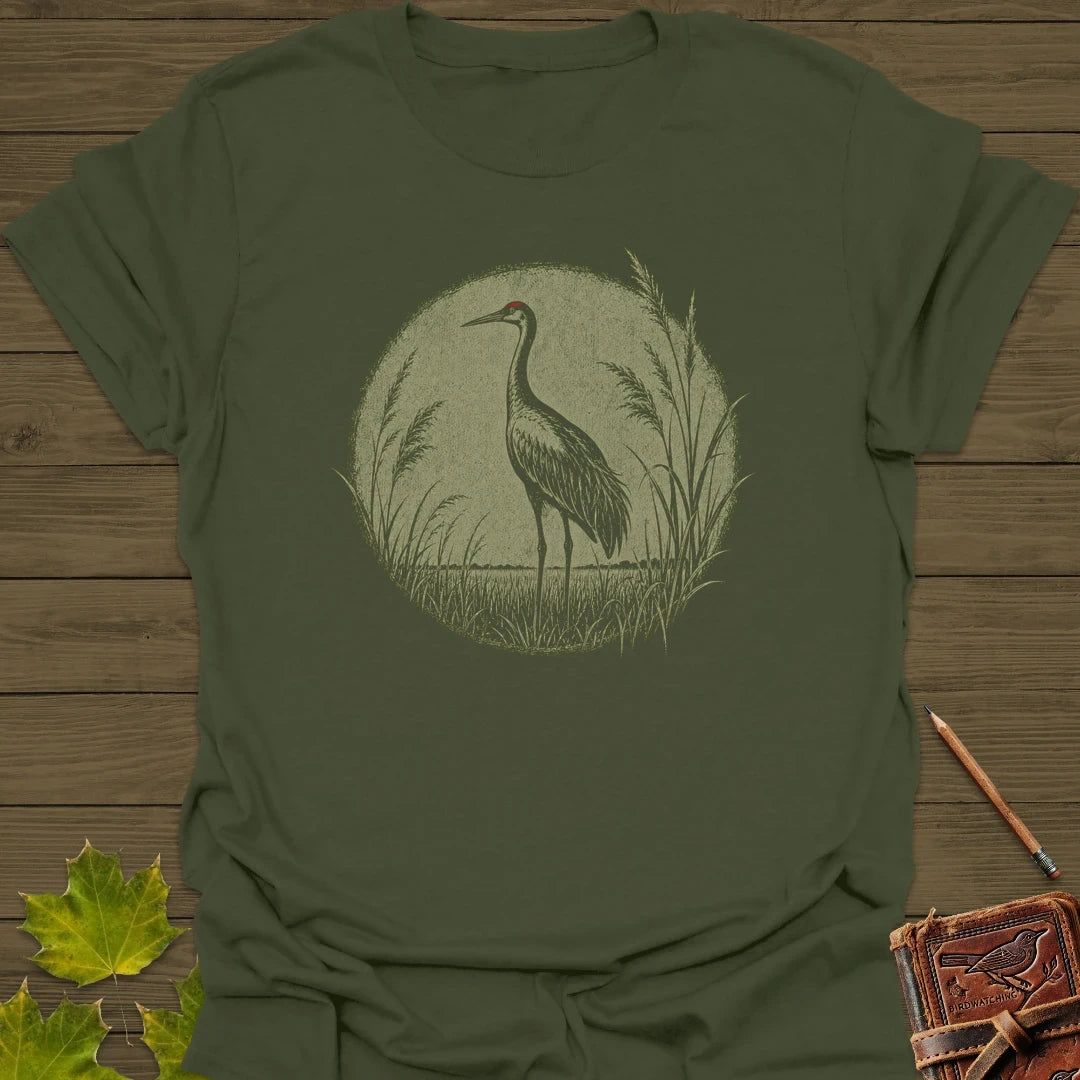 Prairie Crane T-Shirt in Military Green