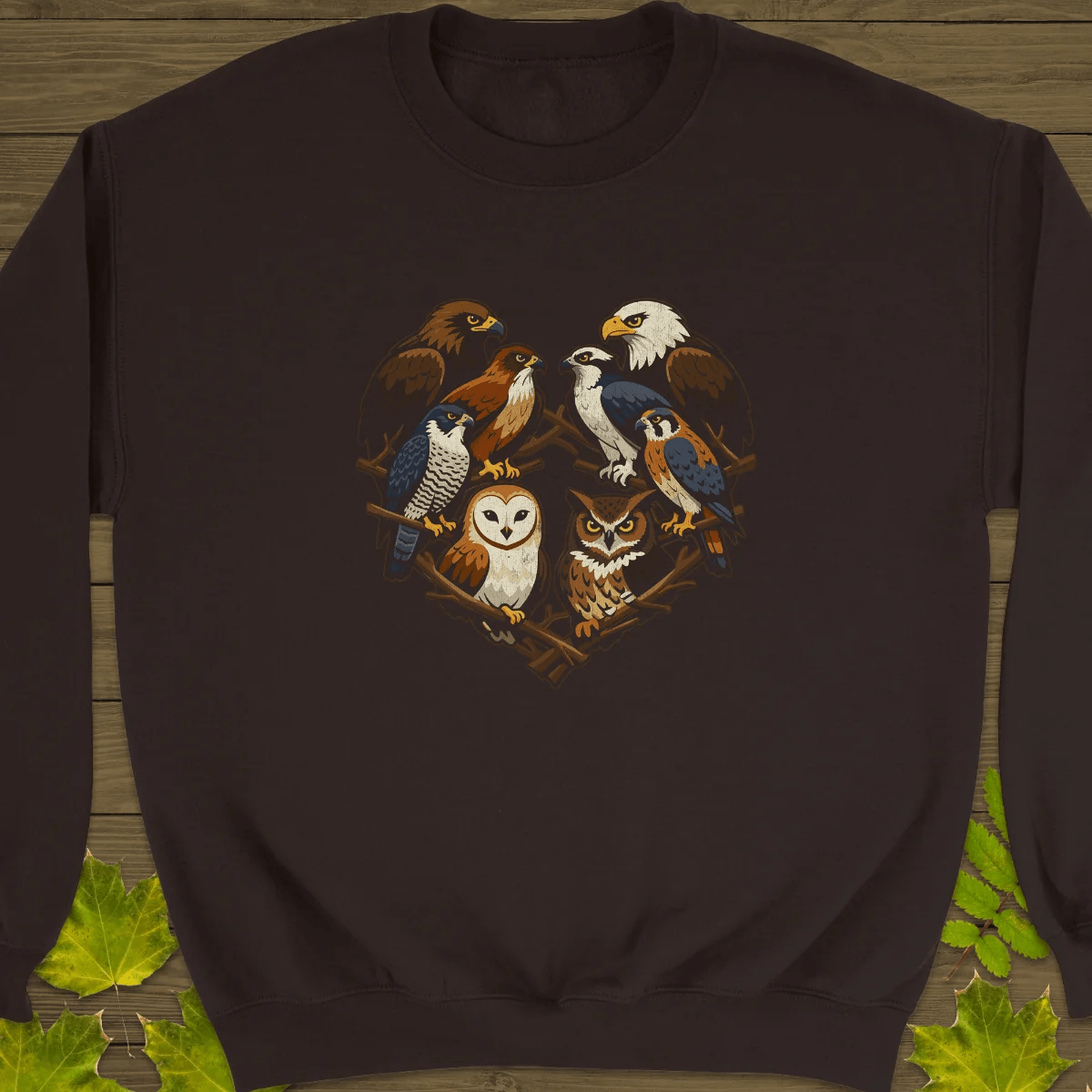 Heart Full Of Raptors Crewneck Sweatshirt Dark Chocolate